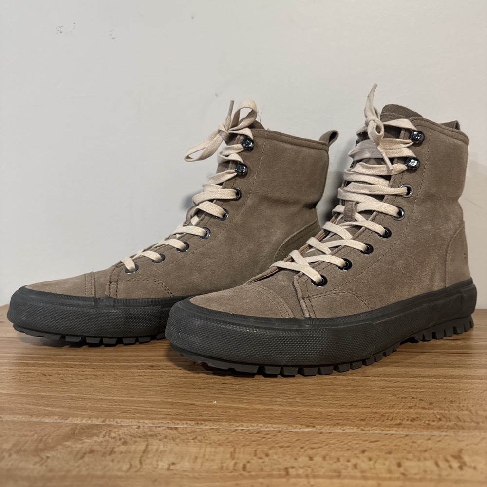 Frye Ryan Military Boots High Top Sneaker Shoes Infantry Tan Gray Men's Size 10